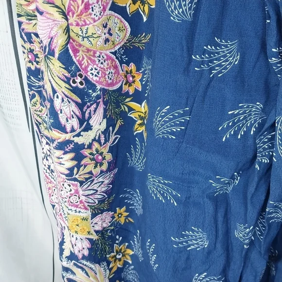 Anthropologie Odette Pants Size Med Blue Floral High Waist Tapered Joggers - Picture 10 of 13